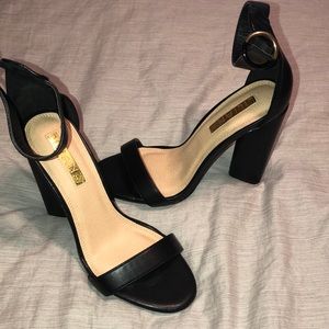 Black Barely There Chunky Heel